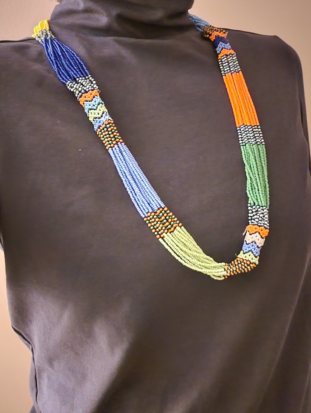 Multicolor Beaded Rope Necklace - Handcrafted Jewelry